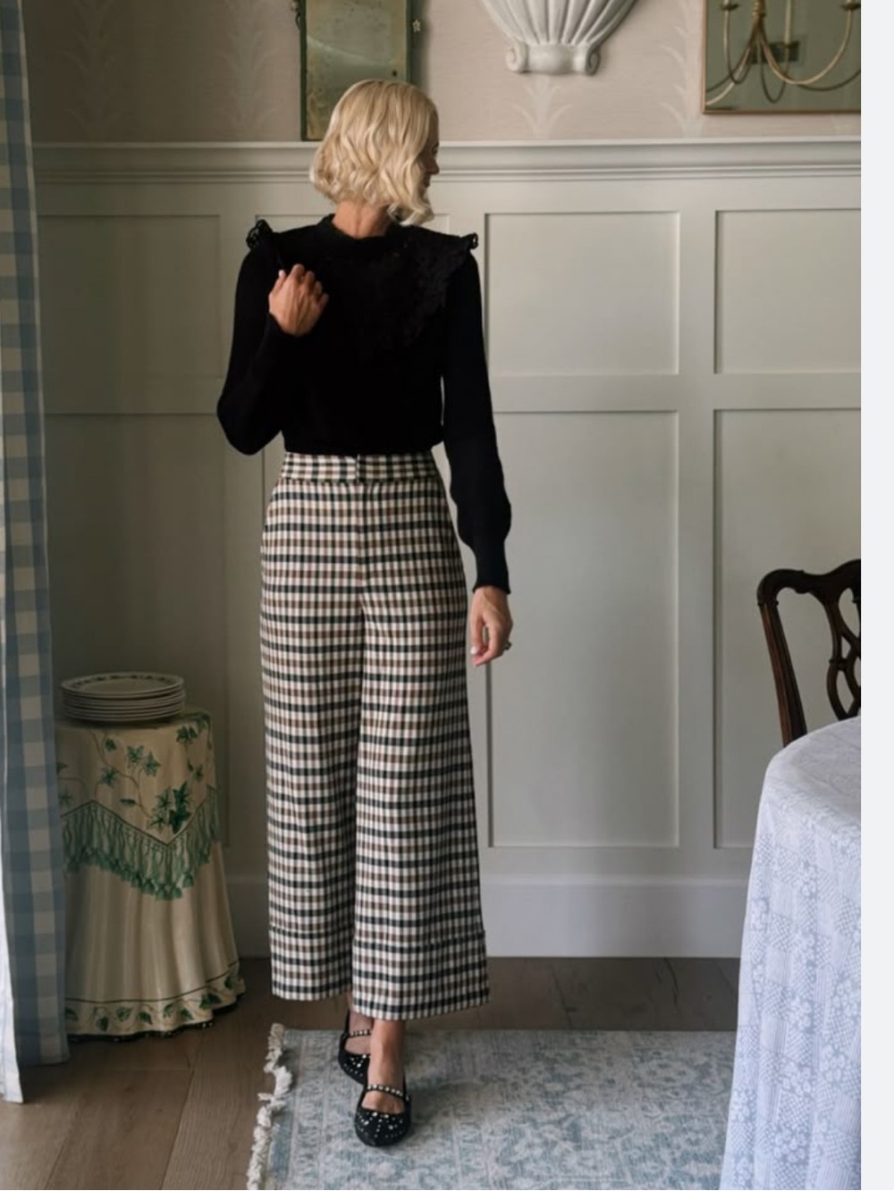 NWT Antonio Melani x Jennifer Sumko Amelia Check Plaid High Rise Pants